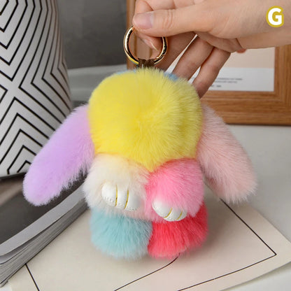15cm Rabbit Fur Keychain – Fluffy Bunny Pendant for Women’s Bags, Car Keys & Decorative Accessories Gift