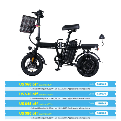 GLEERIDE A9 14" Mini Folding Electric Bike – 500W Motor, 48V 15Ah Battery