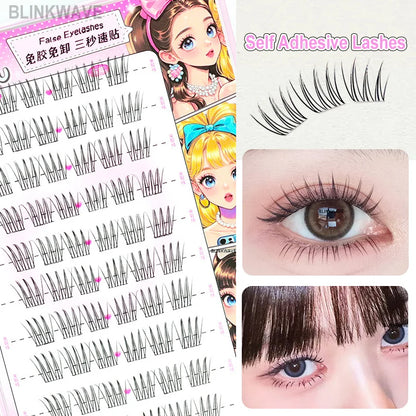 Large Capacity Girls’ Glue-Free False Eyelashes – Natural Wispy Reusable Bottom & Top Lashes, Easy Apply
