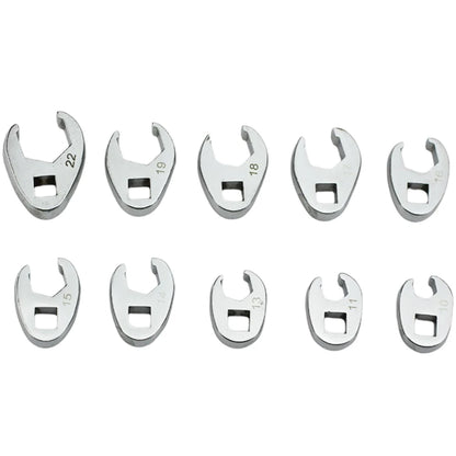 10pcs 3/8" Drive Crowfoot Wrench Set — 10-22mm Metric Open-End Spanners for Torque Wrench