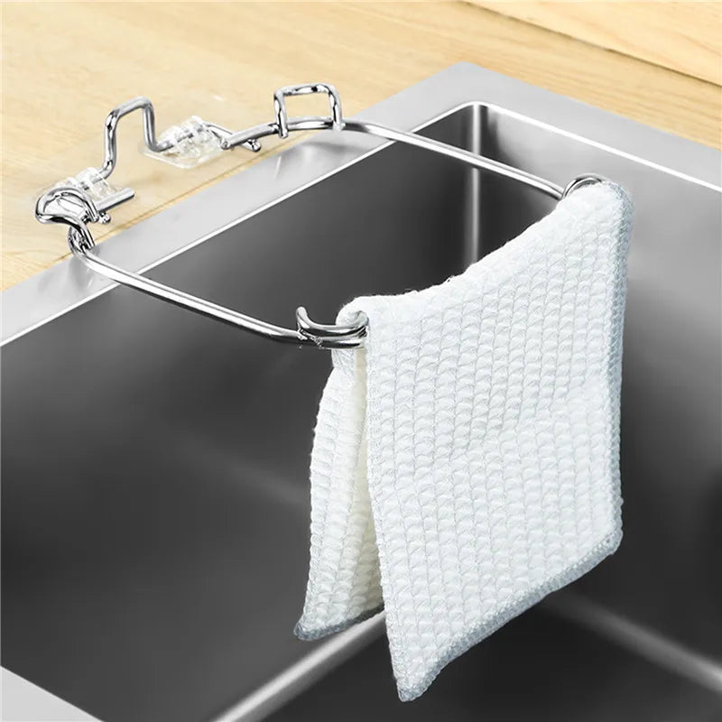 Stainless Steel Kitchen Sink Filter - Drain Rack with Mesh Bag Stand, Corner Waste Garbage Net Shelf, Sink Strainer