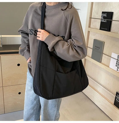 2025 Trendy Women's Soft Cloth Shoulder Bag – Solid Color, Y2K Casual Style, Crossbody Handbag for Students