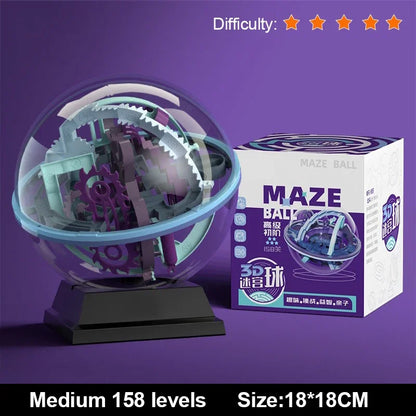 3D Puzzle Ball Maze Toy - Montessori Labyrinth Challenge Game for Kids Balance Training