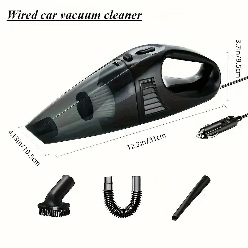 Wireless & Wired Handheld Car Vacuum Cleaner – Dual-Purpose Cleaner for Home and Car, 3M Cigarette Lighter Power Cord