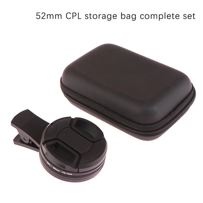 37/52MM CPL Circular Polarizer Filter — Universal Black Camera & Phone Clip-On Lens Accessory for Wide-Angle Photography