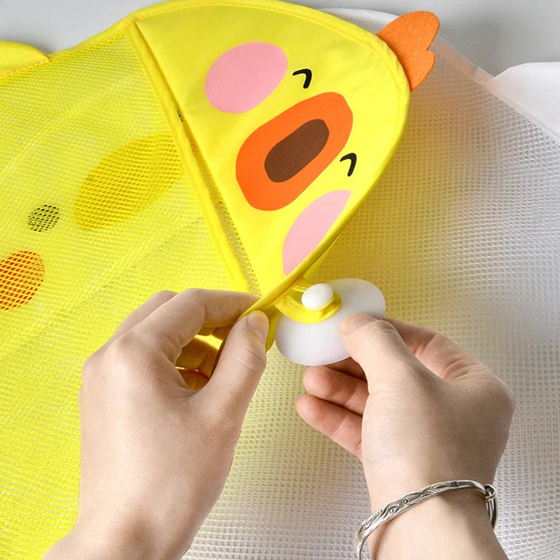 Cartoon Duck Baby Bath Toy Bag - Suction Mesh Storage Net for Kids Bathroom Toy Organizer