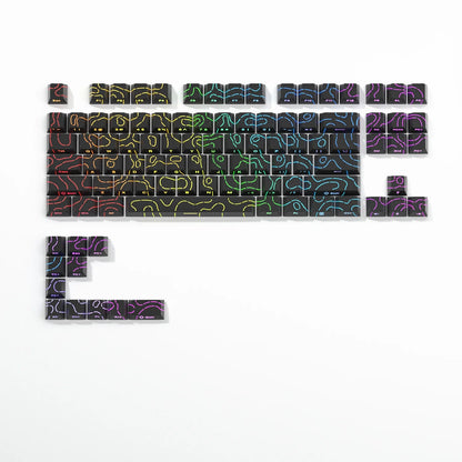 Topographic Keycaps 4.0 Version - 98 Key PBT Cherry Profile Shine Through Side Print Backlit Mechanical Keyboard Caps