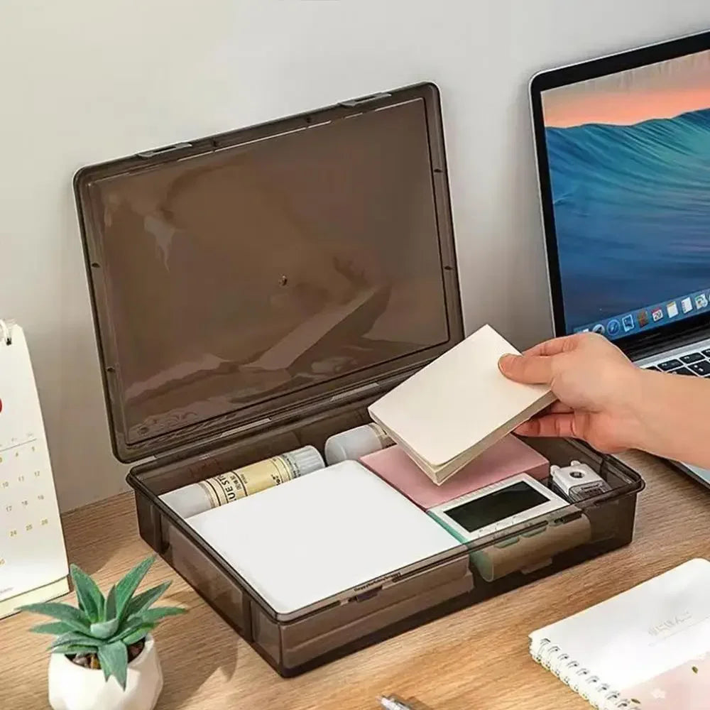 A4 Dustproof Document Organizer Box – Black Transparent File Storage Container for Certificates and Easy Organization