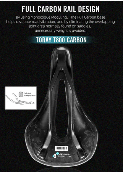 RYET 3D Printed Carbon Bike Saddle — 140/143mm Lightweight Road & MTB Cycling Seat with EVA Cushion
