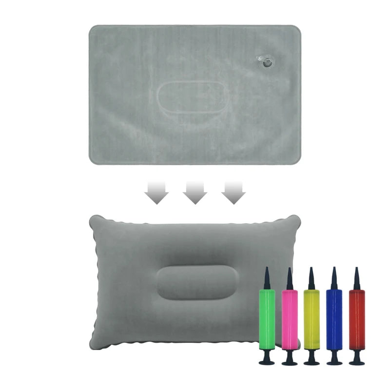 Inflatable Air Pillow Bed – PVC Nylon Camping & Travel Pillow for Neck and Back Support