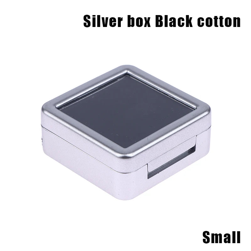 Transparent Glass Lid Gem Storage Box – Jewelry Display Case for Diamonds, Gemstones & Pendants Holder Container