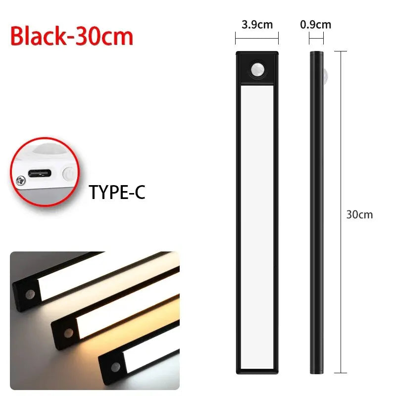 LED Motion Sensor Night Light - Wireless USB Rechargeable Under Cabinet Light for Kitchen, Bedroom & Wardrobe