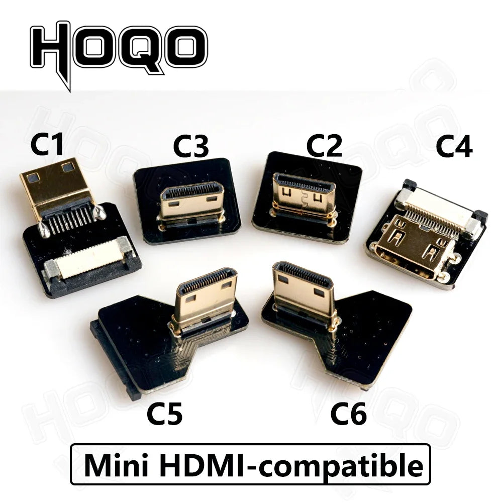 Ribbon FPV HDMI-Compatible Connector – Flexible Flat Cable for Raspberry Pi 4, Micro HDMI to HDMI/Mini HDMI Female 90° FFC 20pin