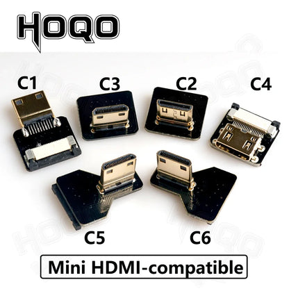 Ribbon FPV HDMI-Compatible Connector – Flexible Flat Cable for Raspberry Pi 4, Micro HDMI to HDMI/Mini HDMI Female 90° FFC 20pin