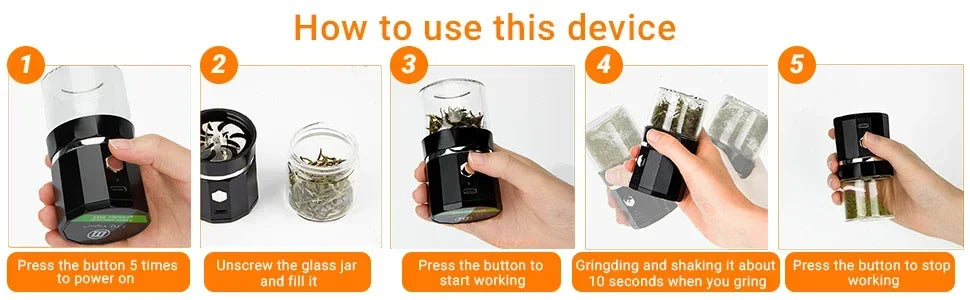 SMO Portable Electric Tobacco & Herb Grinder – Dry Grass Crusher Machine with Intelligent Touch Smoke Prevention