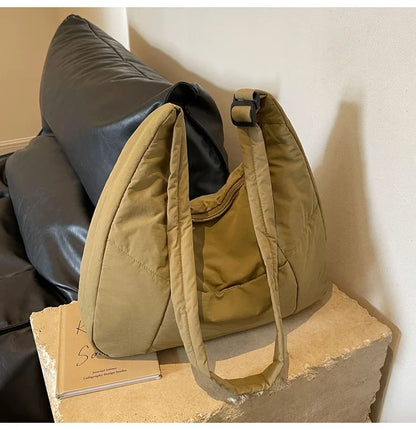 2025 Trendy Women's Soft Cloth Shoulder Bag – Solid Color, Y2K Casual Style, Crossbody Handbag for Students