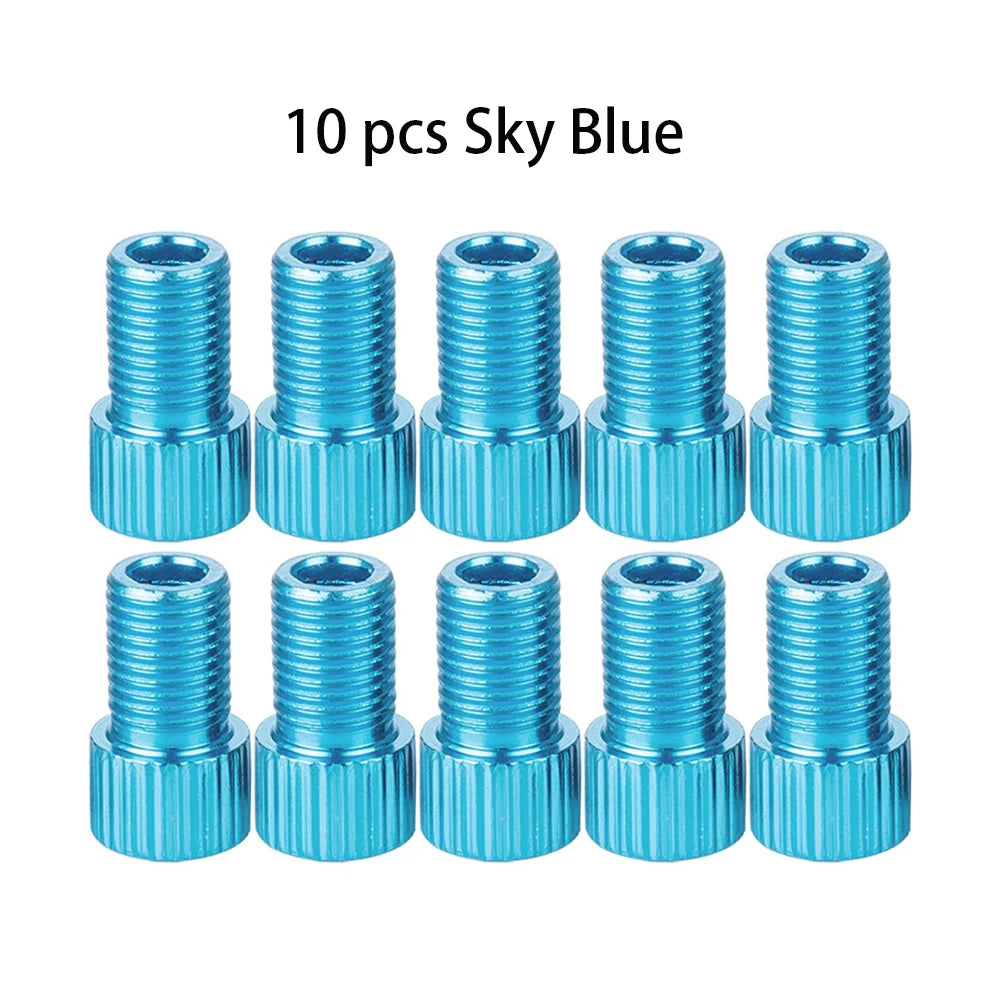 10-Color Aluminum Bicycle Valve Adapter – PRESTA to SCHRADER Converter for Bikes & Cars