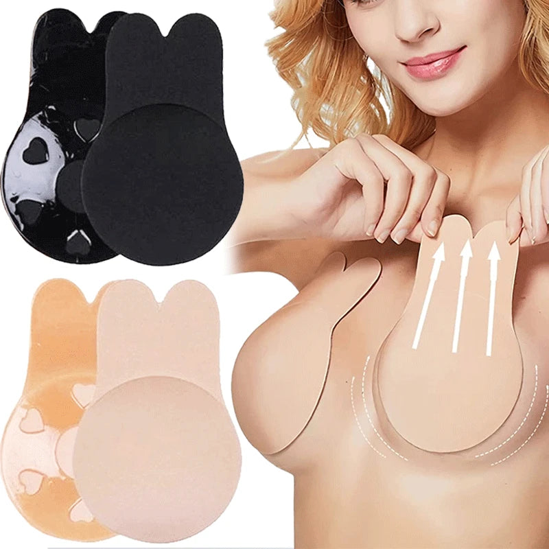Women’s Push-Up Adhesive Bra – Strapless Silicone Bra, Reusable Breast Lift Tape & Nipple Covers
