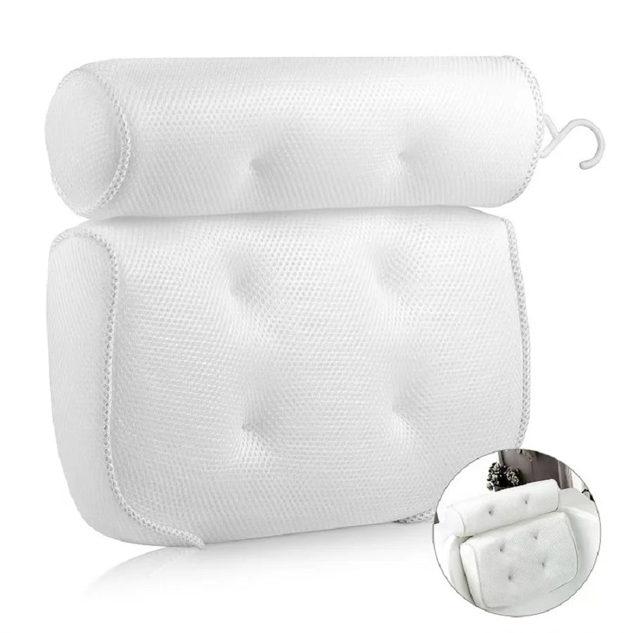 Spa Bathtub Pillow with Anti-Slip Suction Cups – Neck and Back Support for Bathtub and Bathroom Accessory