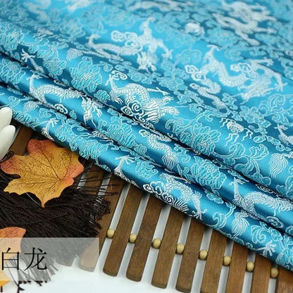 0.5/1/2m Brocade Satin Fabric — Dragon Pattern Material for Sewing, DIY Crafts, Gift Boxes & Patchwork