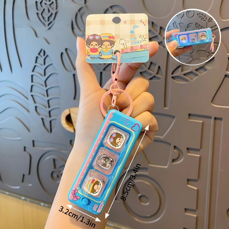 Monchhichi Keycap Clicker Keychain - Anti-Stress Fidget Toy, Cute Keyboard Key Cap and Squishy Bag Charm