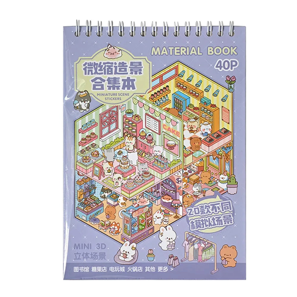 3D Cabin Scene Sticker Book - Layered Cartoon Scene Stickers for DIY Crafts, Creative Play, and Collecting