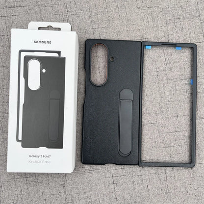 Luxury Leather Kindsuit Phone Case for Samsung Galaxy Z Fold 7 5G – Soft Touch Full-Body Protective Cover with Stand