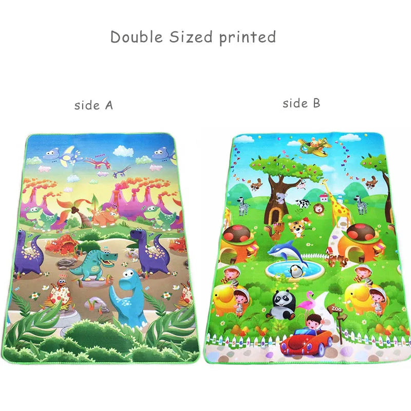 Double-Sided Baby Play Mat - Soft Animal-Themed Educational Rug for Toddler Crawling, Floor Play, and Sensory Activities