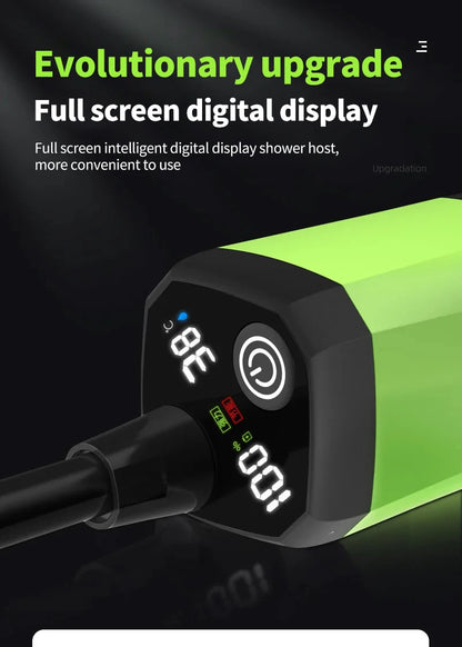 Portable Camping Shower Pump – RV & Outdoor Shower Kit with 6000mAh Battery, Full-Screen Digital Display, Adjustable Flow