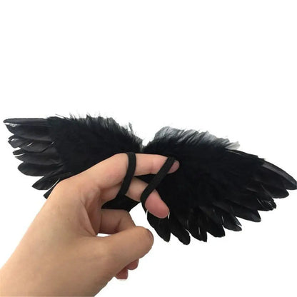 Mini Feather Angel Wings – White & Black Craft Prop for Kids, Newborns, Pets, Dolls, Party & Holiday Decorations