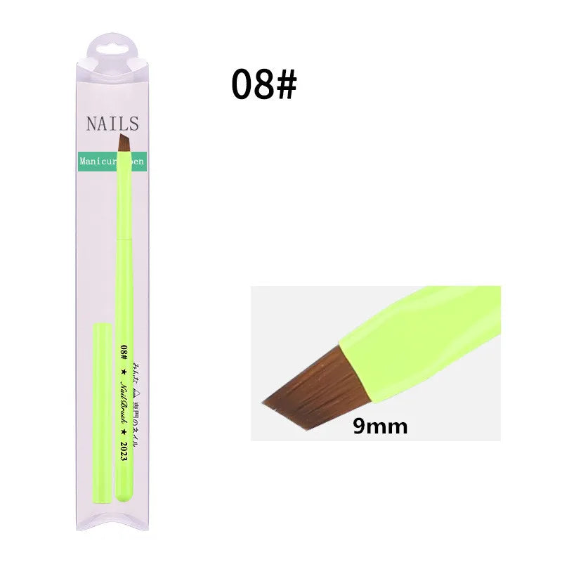 Green Nail Art Brush - Gel Polish, Acrylic, UV Extension & Nail Painting Detail Brush