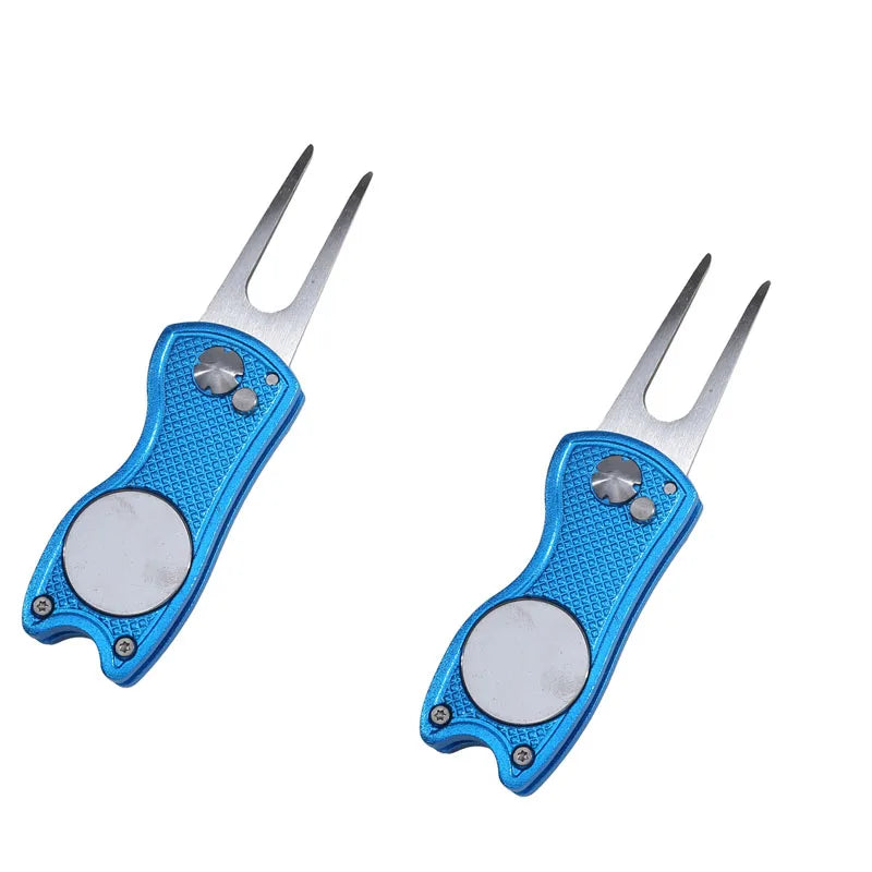 Foldable Golf Divot Repair Tool – Ball Marker & Groove Cleaner Putting Green Fork Accessory