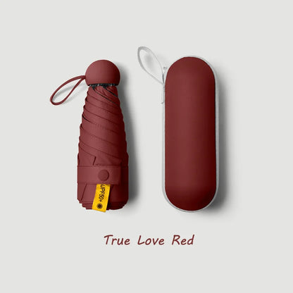 Mini Capsule Umbrella – Portable Sun & Rain Protection, UV Coating, 6 Reinforced Ribs, Compact Travel Outdoor Umbrella