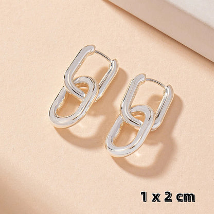Stainless Steel Gold Geometric Square Hoop Earrings – Punk Hip-Hop Huggie Jewelry for Women Party Fashion