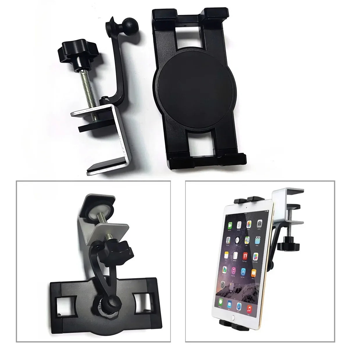 Universal Under Cabinet Phone & Tablet Holder – Metal Clamp Stand for 4.7–13” iPad & iPhone
