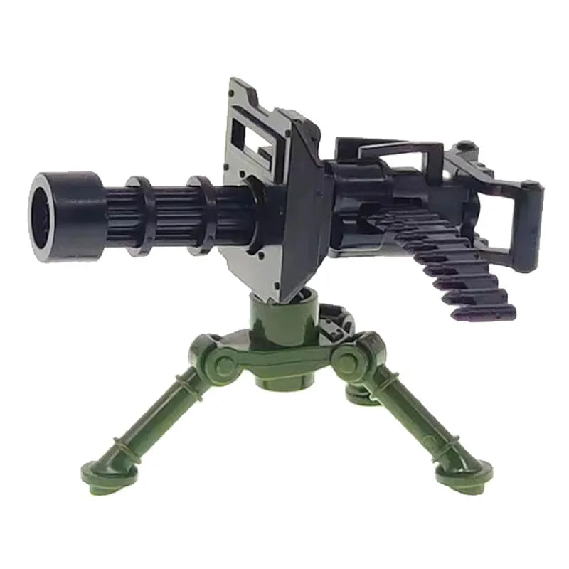 Military Building Blocks Soldier Set - Tactical Weapons Figures with Gatling Gun, Rifle, Mortar & Accessories Toy Kit