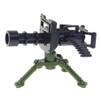 Military Building Blocks Soldier Set - Tactical Weapons Figures with Gatling Gun, Rifle, Mortar & Accessories Toy Kit
