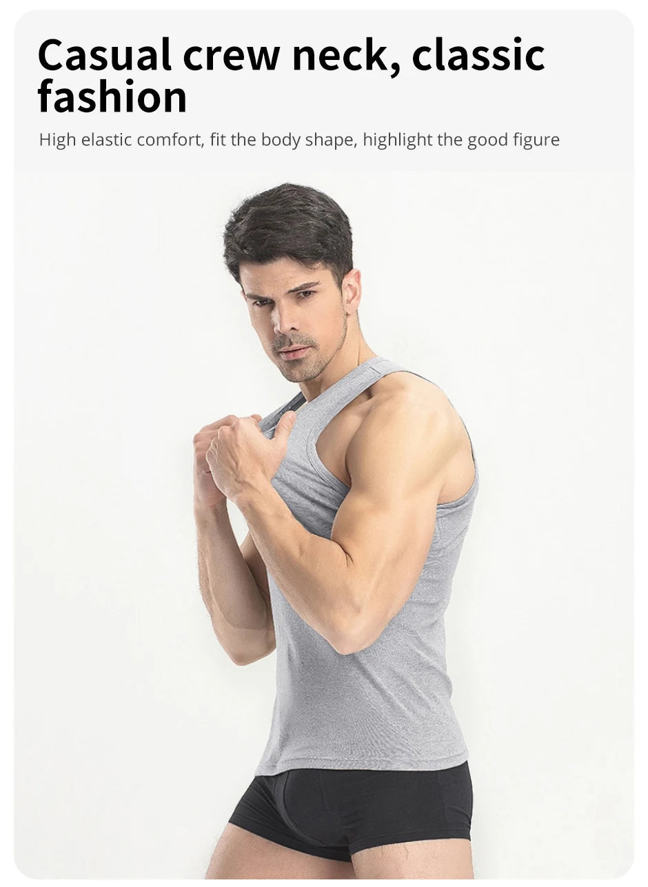 Men's Thin Cotton Vest – Solid Color, Slim Fit Sleeveless Shirt for Casual Wear, Fitness & All-Season Comfort