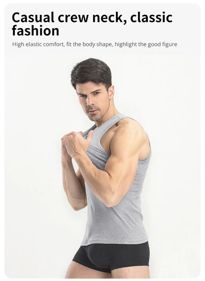 Men's Thin Cotton Vest – Solid Color, Slim Fit Sleeveless Shirt for Casual Wear, Fitness & All-Season Comfort