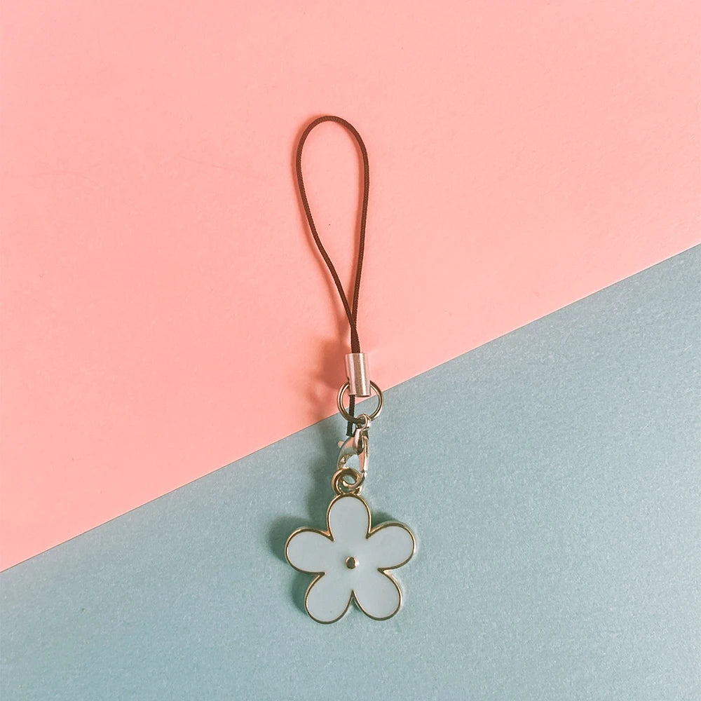 Enamel Flower Phone Lanyard - Floral Keychain Strap Bag Pendant Accessory Gift for Girls