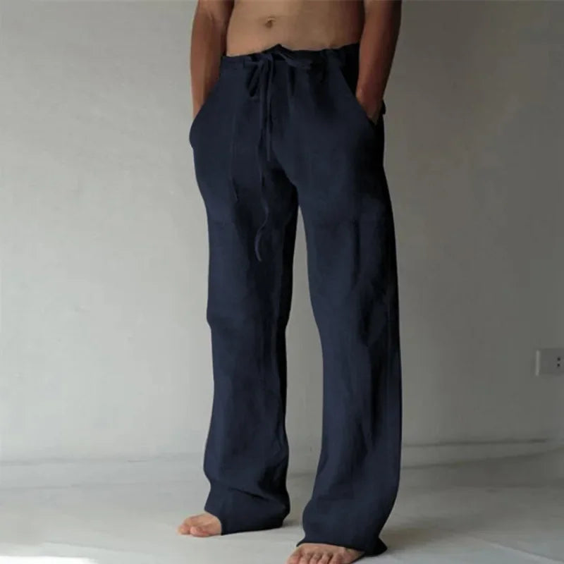 Men's Cotton Linen Pants – New Spring Summer 2023 Breathable Solid Color Trousers, Fitness Streetwear S-3XL