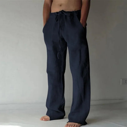 Men's Cotton Linen Pants – New Spring Summer 2023 Breathable Solid Color Trousers, Fitness Streetwear S-3XL