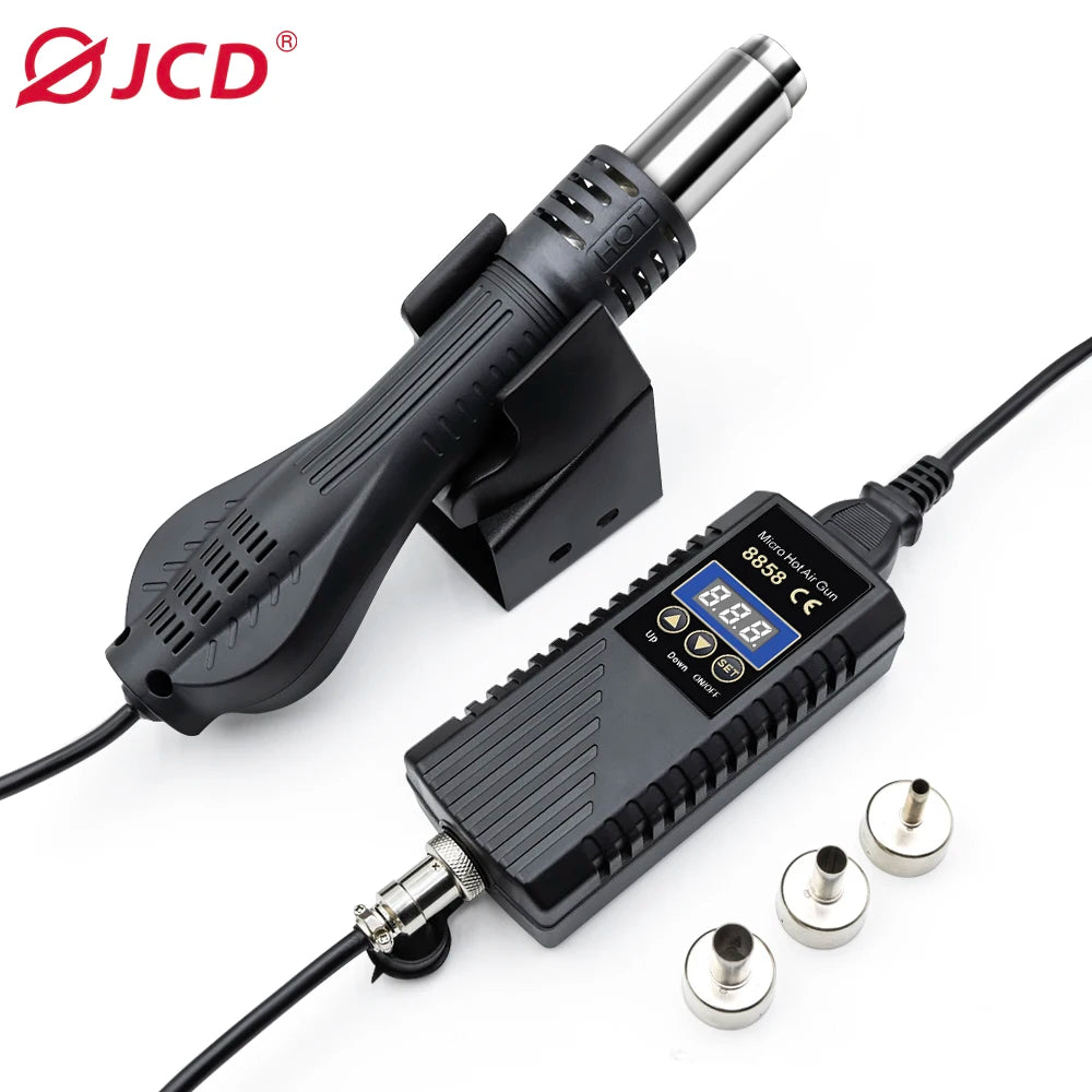 JCD 750W Heat Gun – Digital Display Micro Rework Soldering Station & Hot Air Gun for Welding & Repair, Model 8858