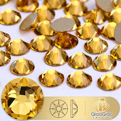 QIAO 2088 Crystal Nail Art Rhinestones — Flat Back Non-Hotfix Strass for DIY Nail Decorations (8 Big + 8 Small)
