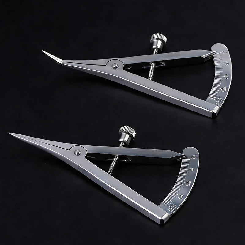 Dental Caliper Gauge Stainless Steel Dentist Measuring Ruler Tool – Curved & Straight Head Surgical Lab Instrument
