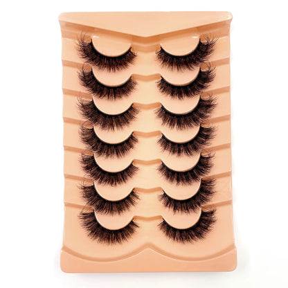 7 Pairs 3D Mink Fur False Eyelashes – Thick Short Dramatic Natural Look Makeup Lashes Wholesale