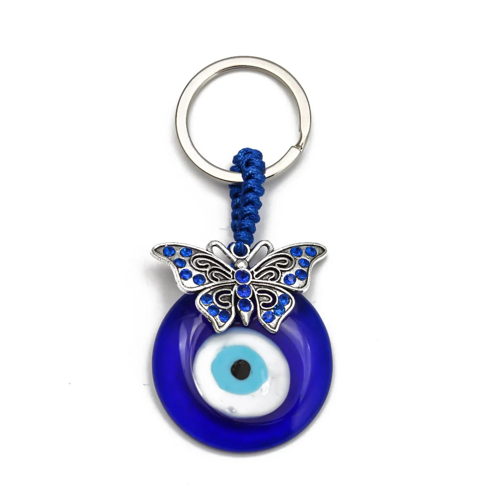 Lucky Eye Fatima Hand Keychain – Alloy Tree of Life Elephant Owl Blue Turkish Evil Eye Car Keyring Jewelry for Men & Women Gift