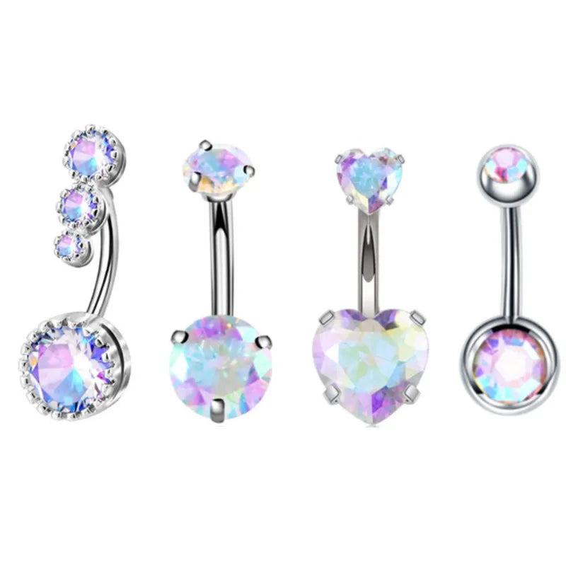 4PC Claw Belly Button Piercing Set – Surgical Steel Crystal Bee Navel Rings, Bulk CZ Belly Ring Pack for Women