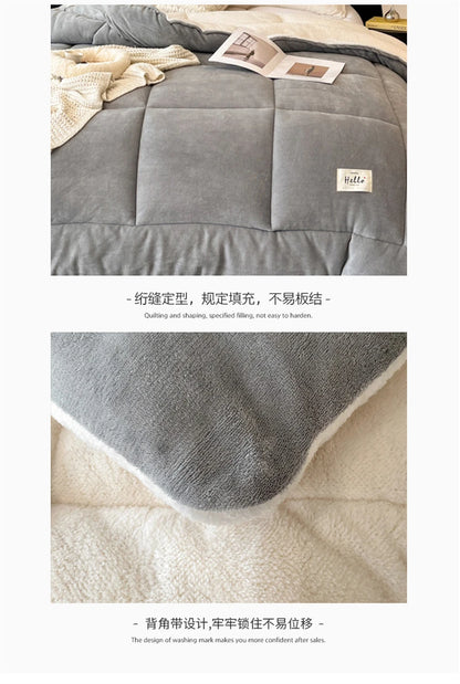 Thick Milk Fleece Winter Blanket – Warm Artificial Lamb Cashmere Weighted Comforter for Bed