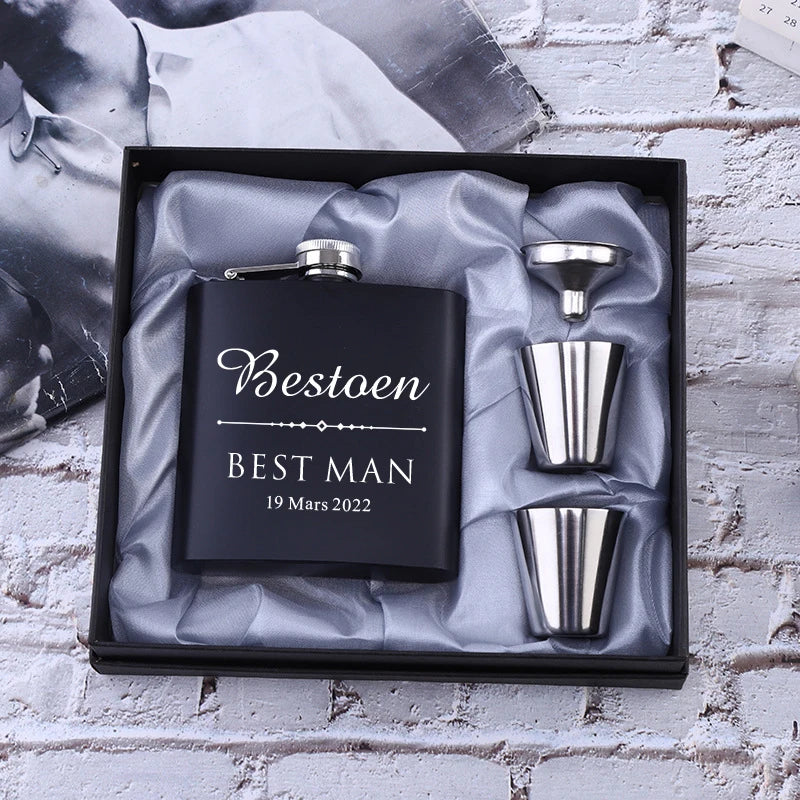 Personalized 6oz Stainless Steel Hip Flask – Engraved Christmas, Birthday, Valentine's Day Gift, Custom Logo for Wedding Favors   2/2